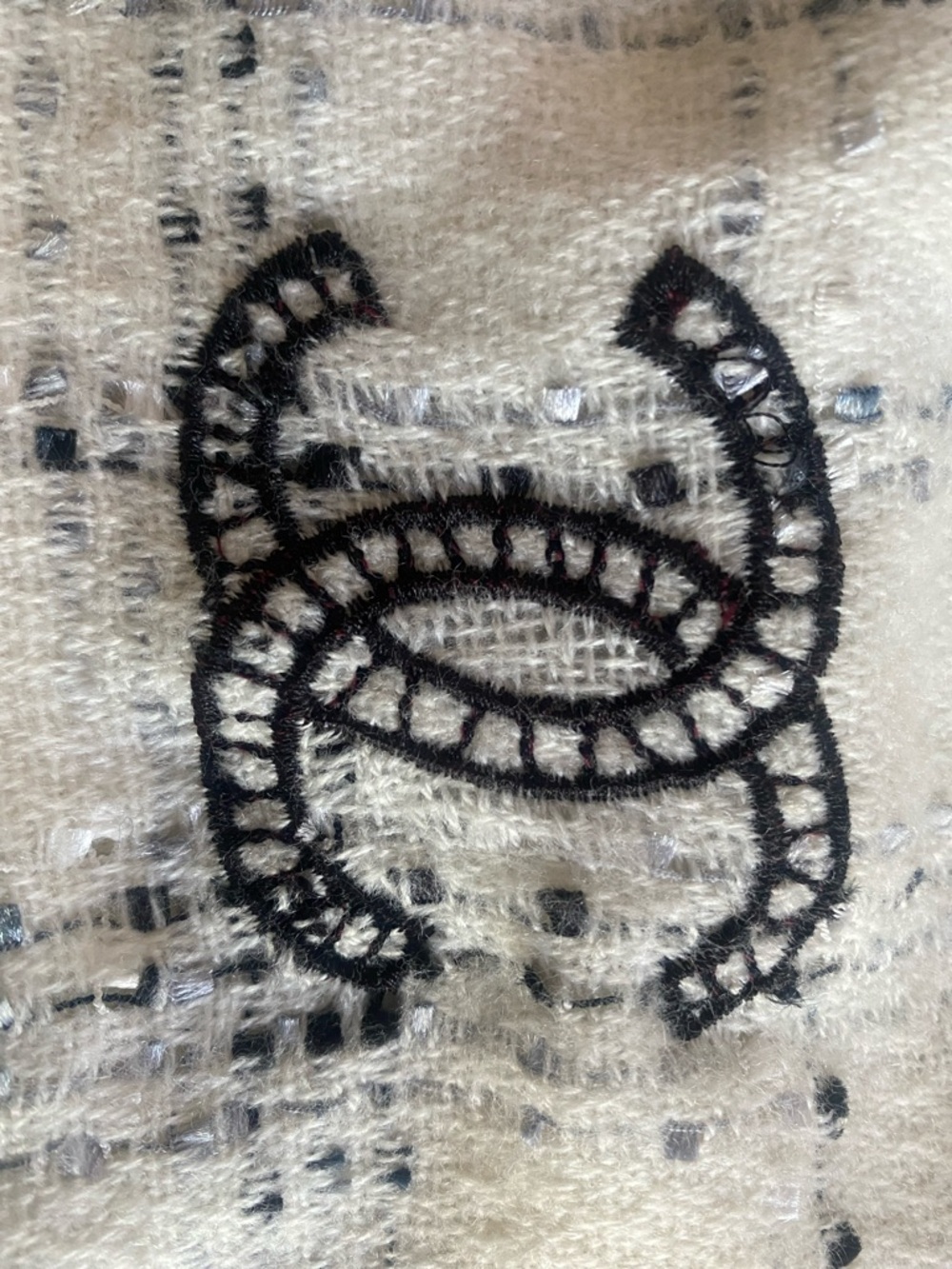 CHANEL Scarf Shawl White Blue Gray Black - Picture 12 of 12